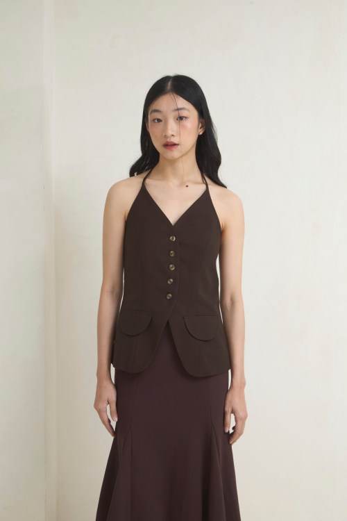 MARCI TOP IN CHOCOLATE